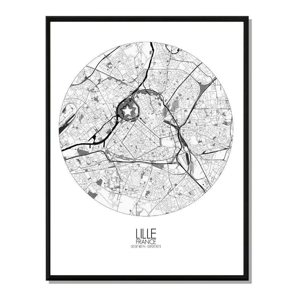 - Affiche Lille Carte ronde 40x50