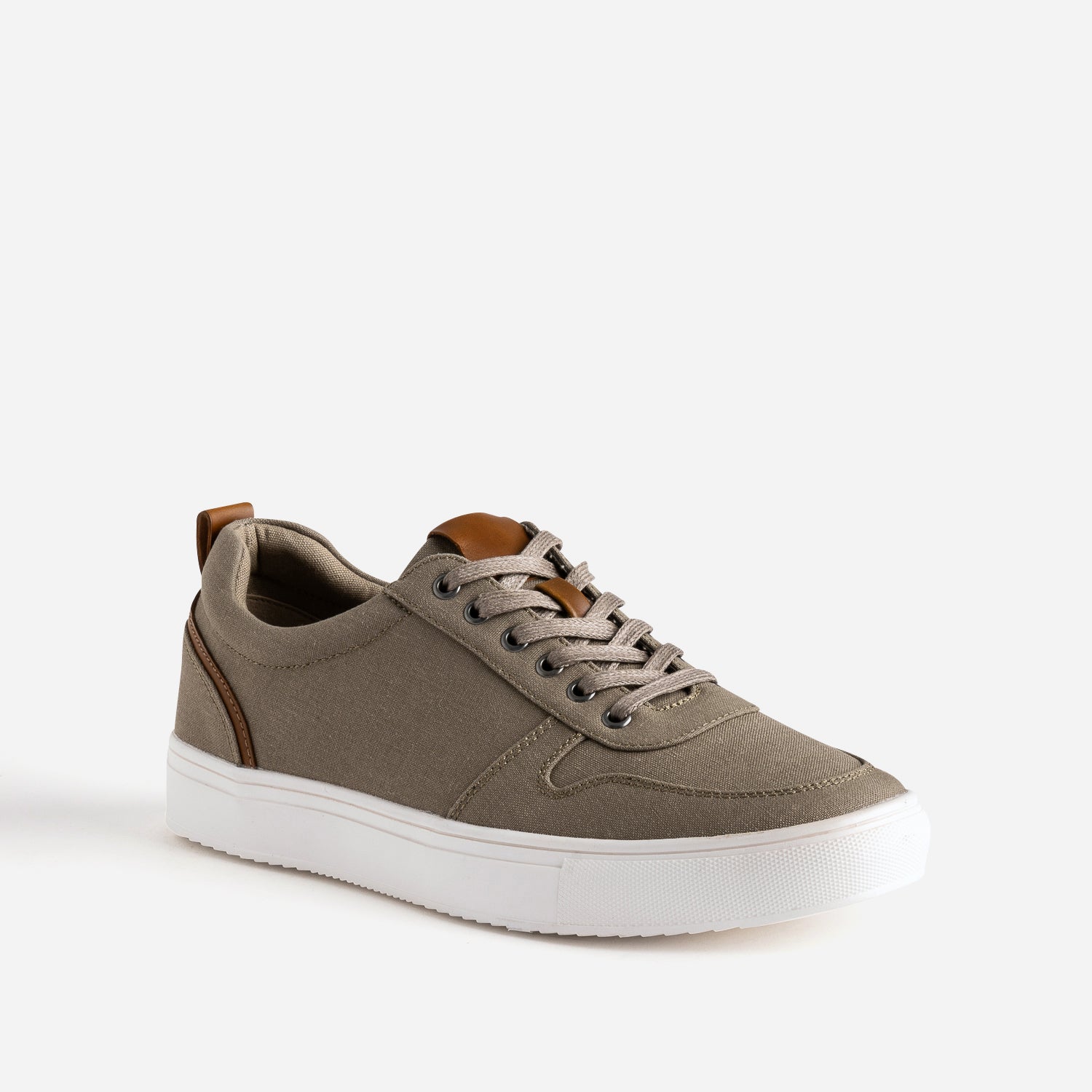 Tennis kaki en toile détails camel