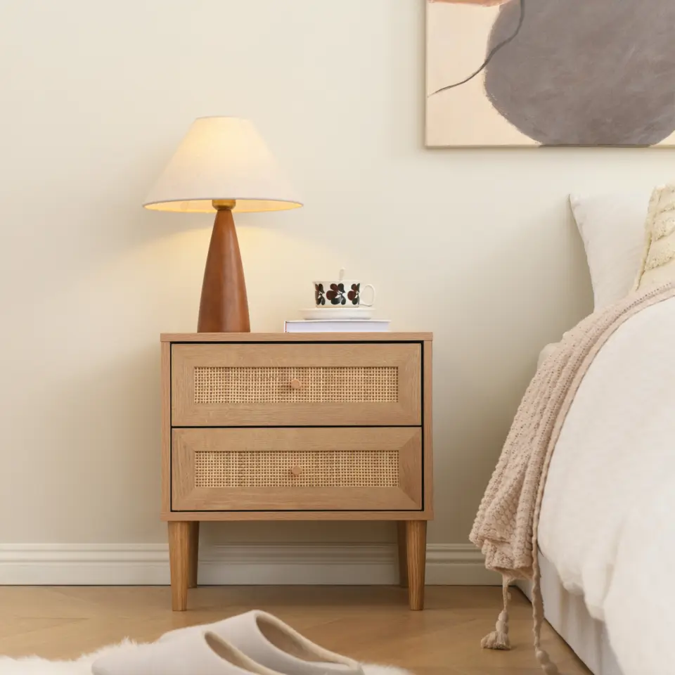 Nachtkastje - Bijzettafel - 39 x 48 x 49 cm - eiken kleur