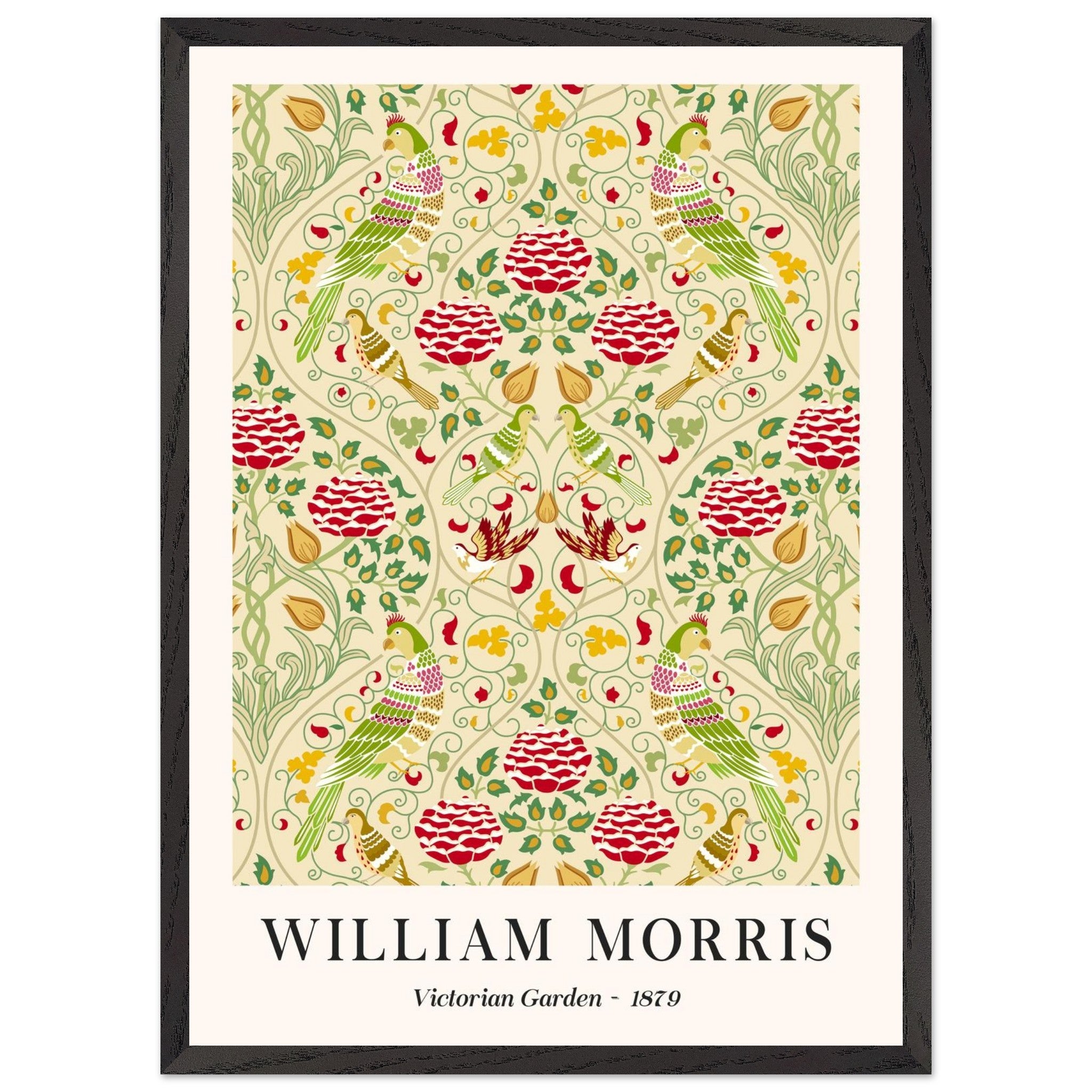 Artfulprints Poster met Lijst William Morris - Victorian garden 1879  - 50x70 cm - Groen