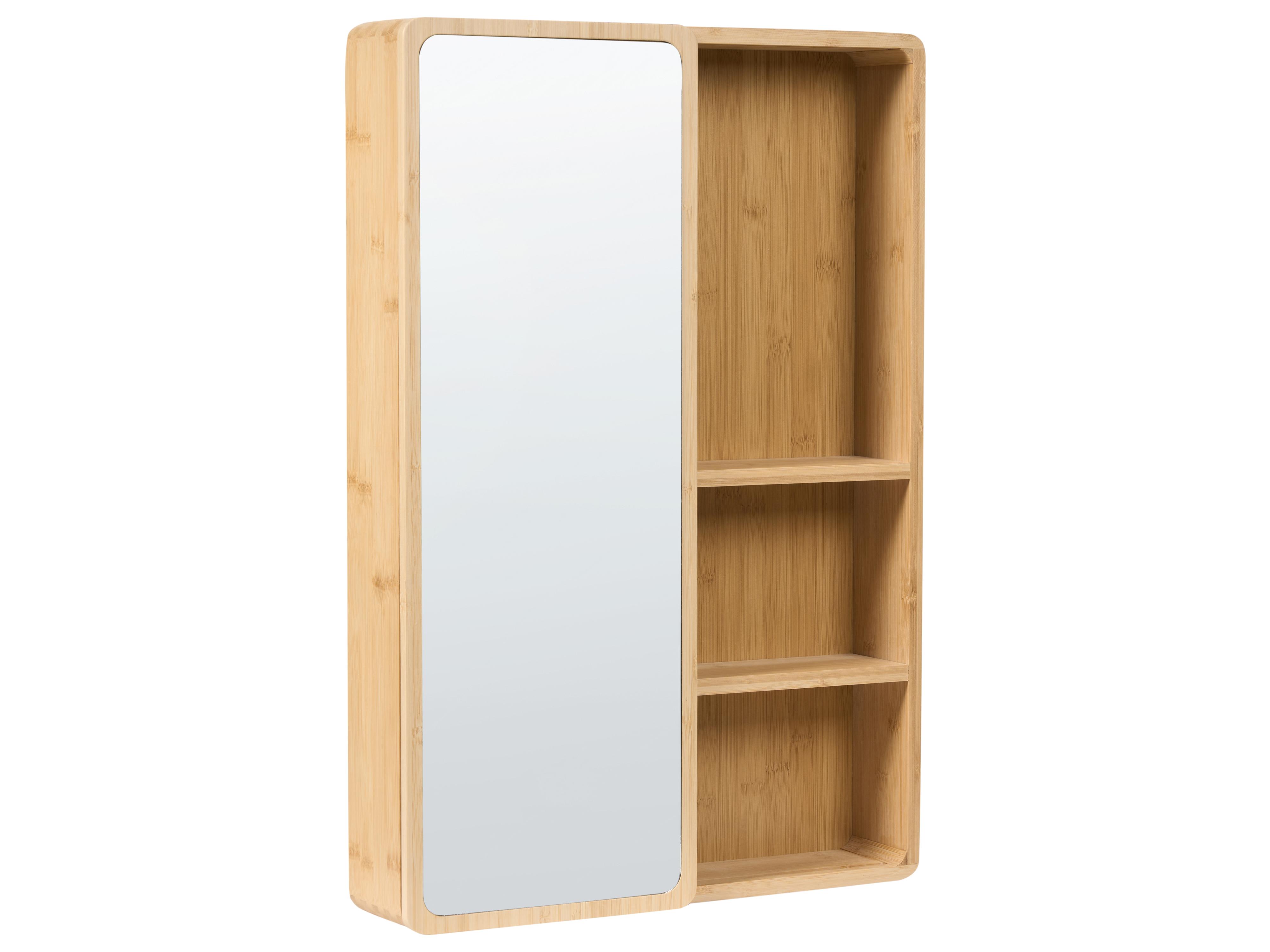 Bathroom Wall Mounted Mirror Cabinet GUATAVITA 41 cm 61 cm Light Brown