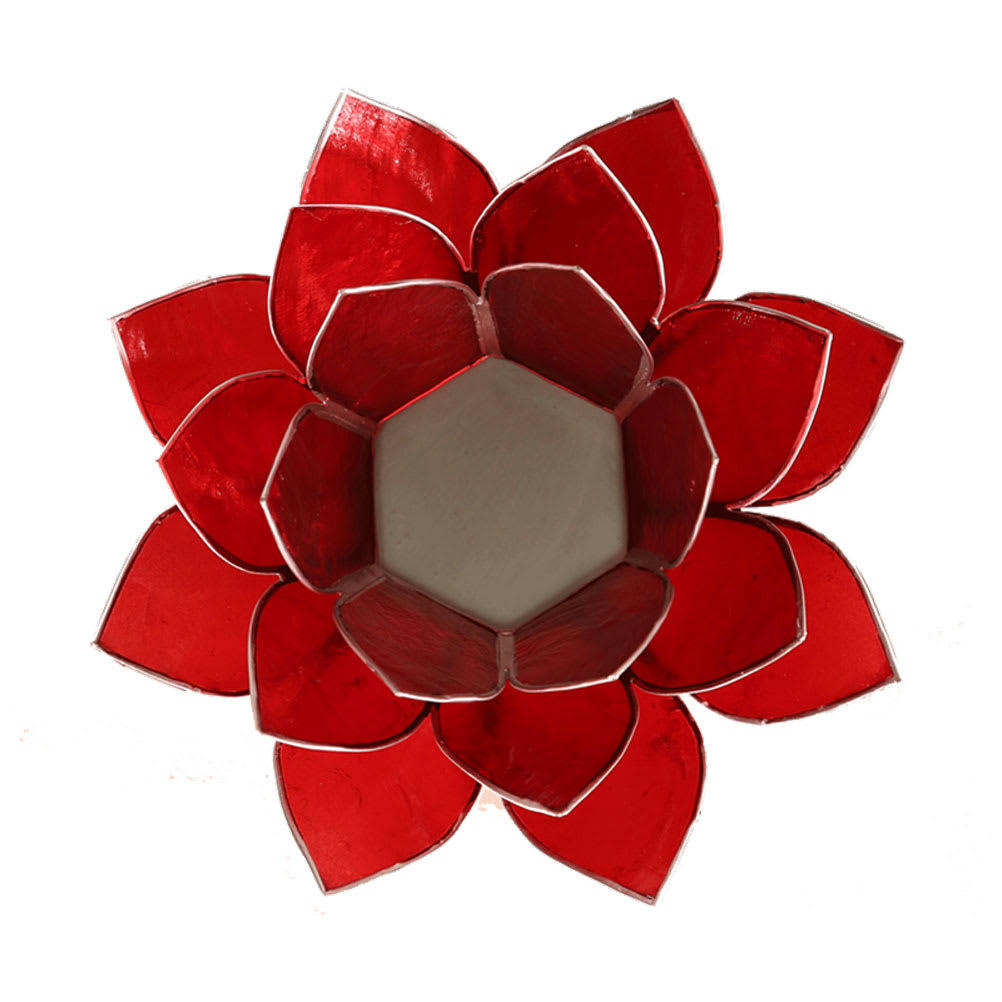 LOTUS - Porte bougie fleur de lotus rouge et argent