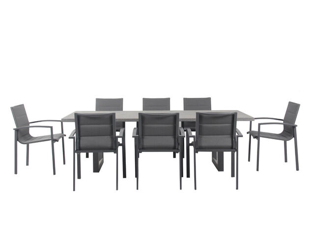Boston-Avalon 9 Piece Dining Setting (Gunmetal Grey)