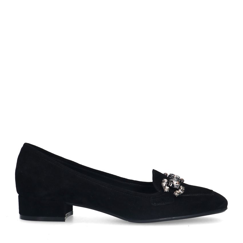 Manfield Zwarte suède loafer pumps