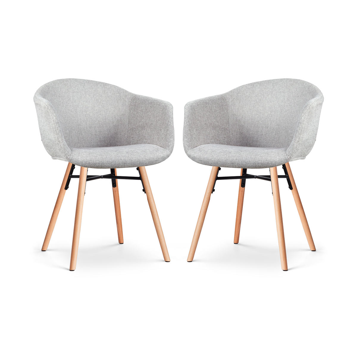 Nolon Nena-Otis Eetkamerstoelen Set van 2 - Lichtgrijs - Houten Poten