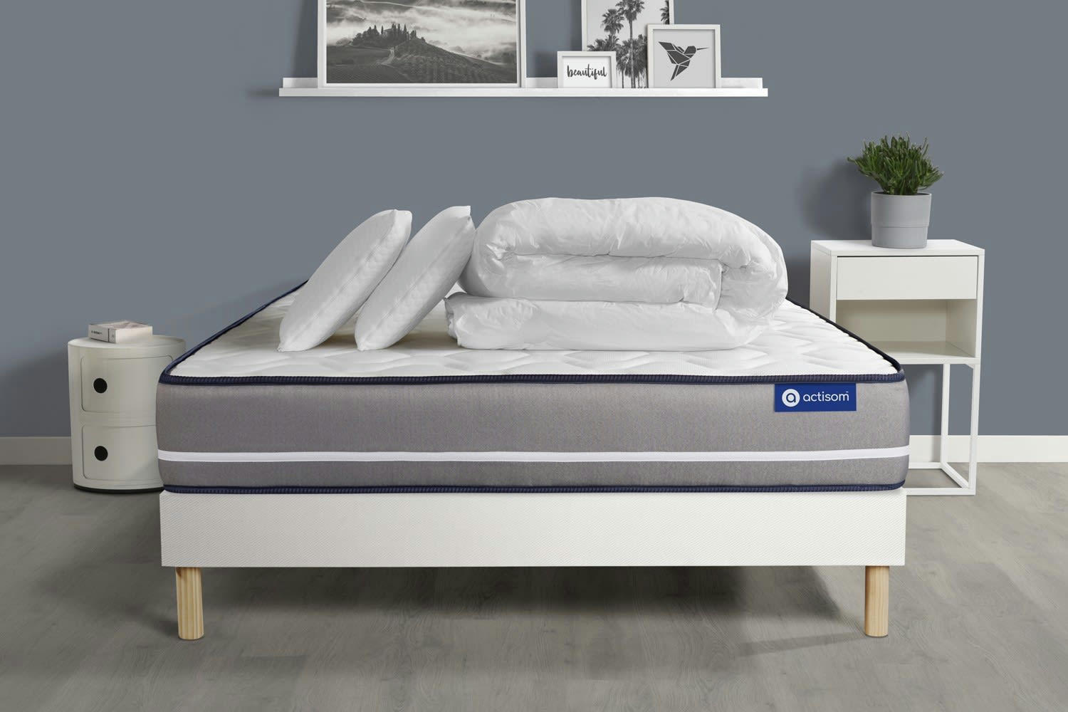 ACTIFLEX PUR - Pack prêt à dormir 160x200 cm sommier kit blanc