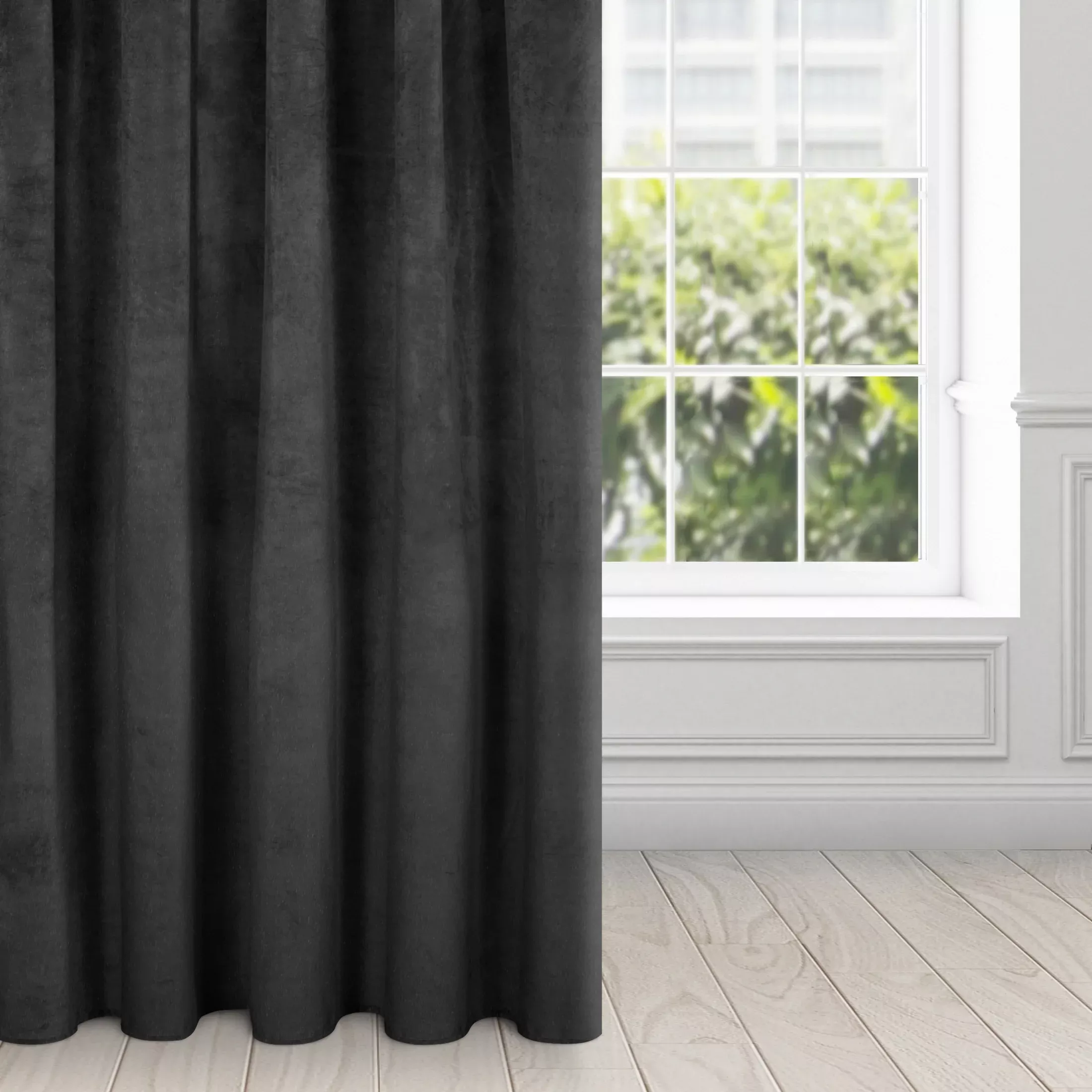 Zasłona czarna z ekskluzywnego aksamitnego welwetu 290 g/m2 140x270 cm taśma - RIA - Diva Line