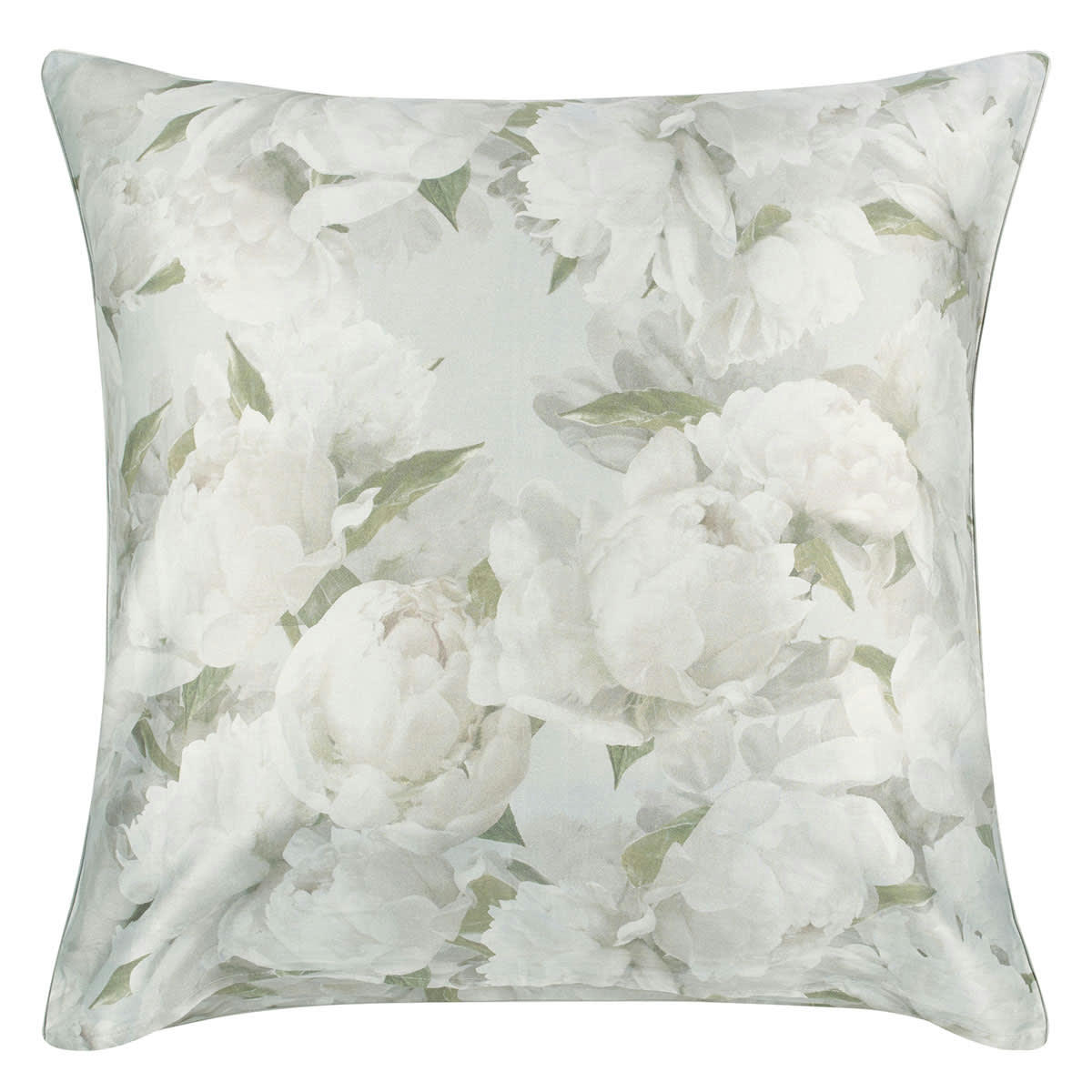 PEONIA GRANDE - Taie d'oreiller imprimée en satin de coton gris