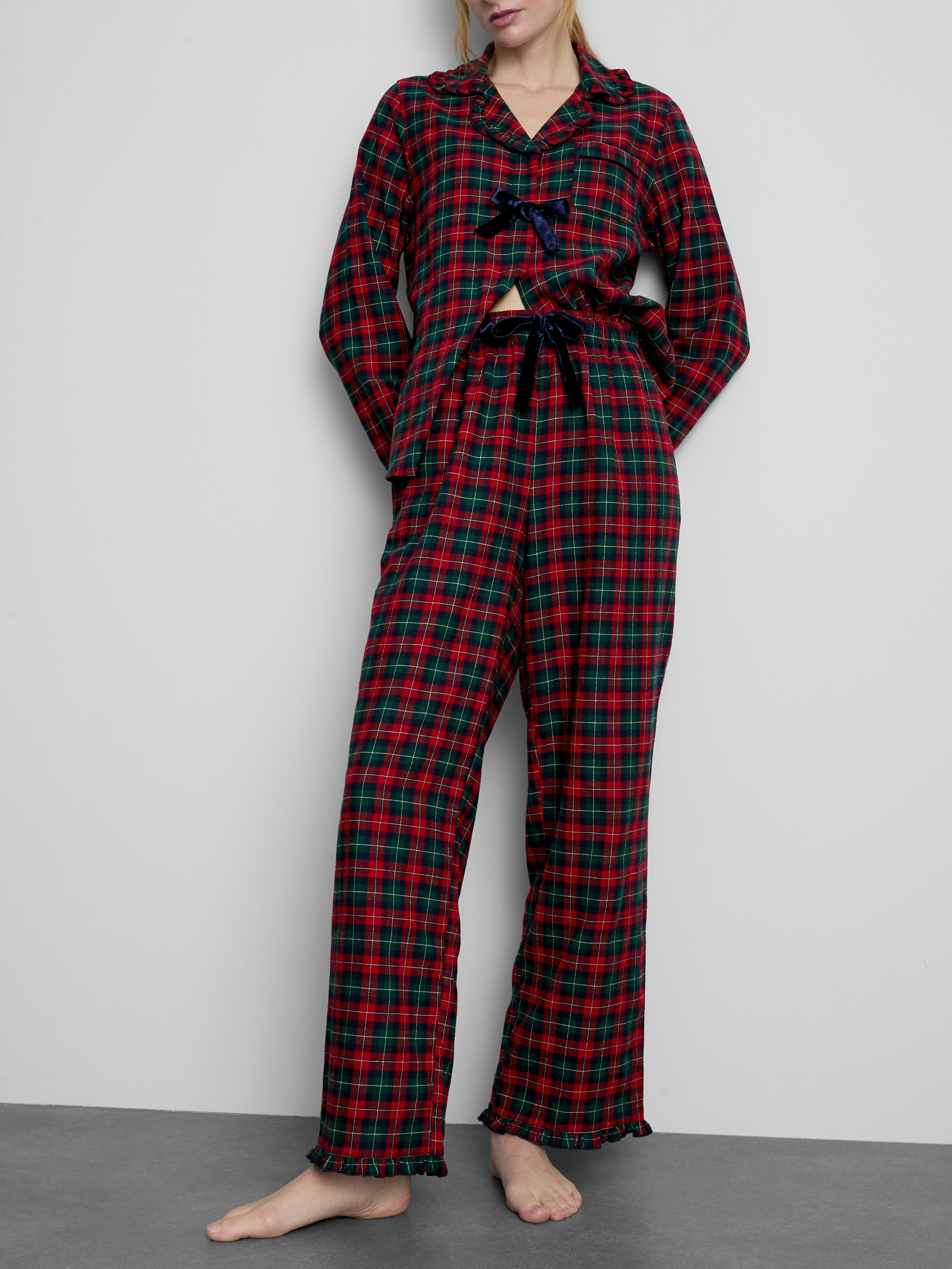 Cotton Flannel Bow Pajama Pants