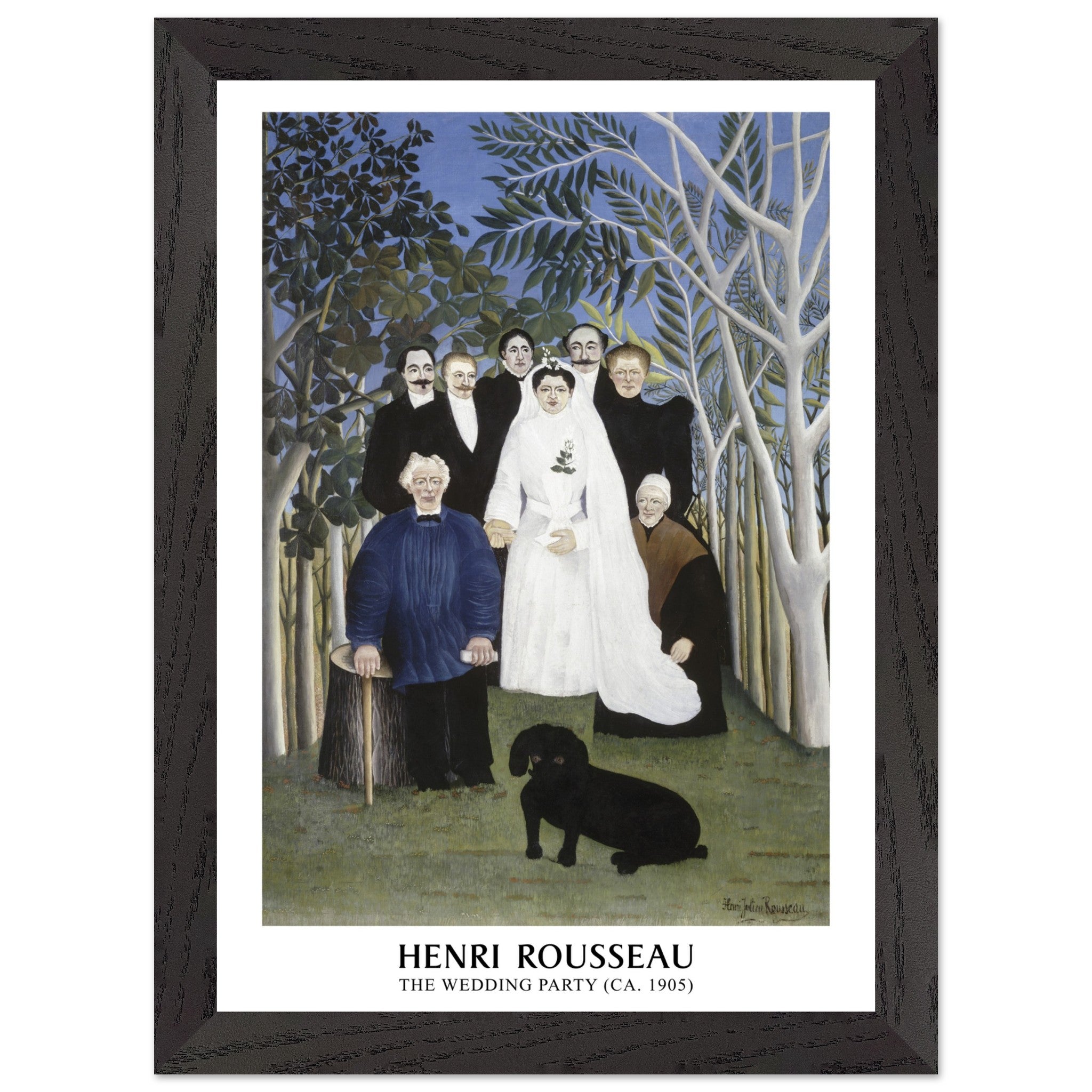 Artfulprints Poster met Lijst Henri Rousseau - The wedding party  - A4 21x29.7 cm - Meerkleurig