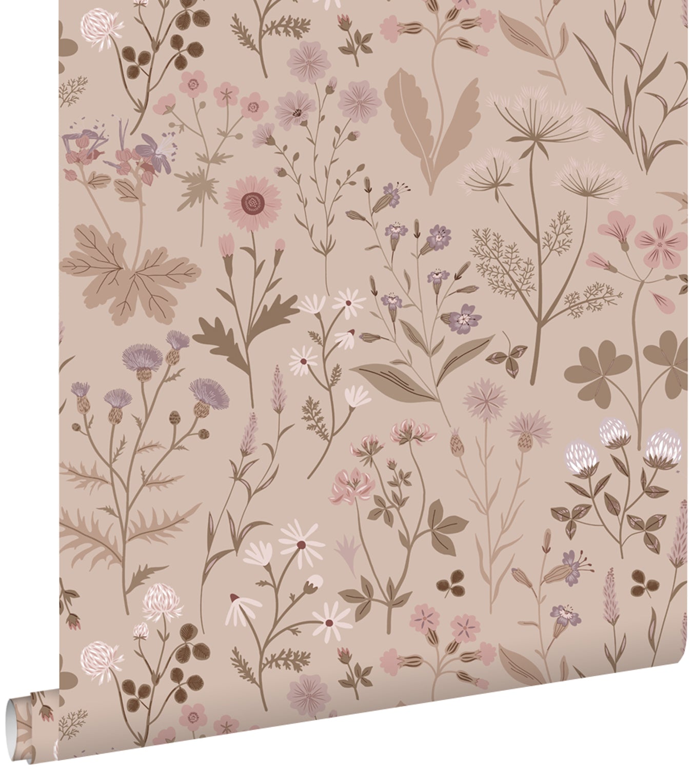 ESTAhome behang veldbloemen oudroze en lila paars - 53 cm x 10.05 m - 139841