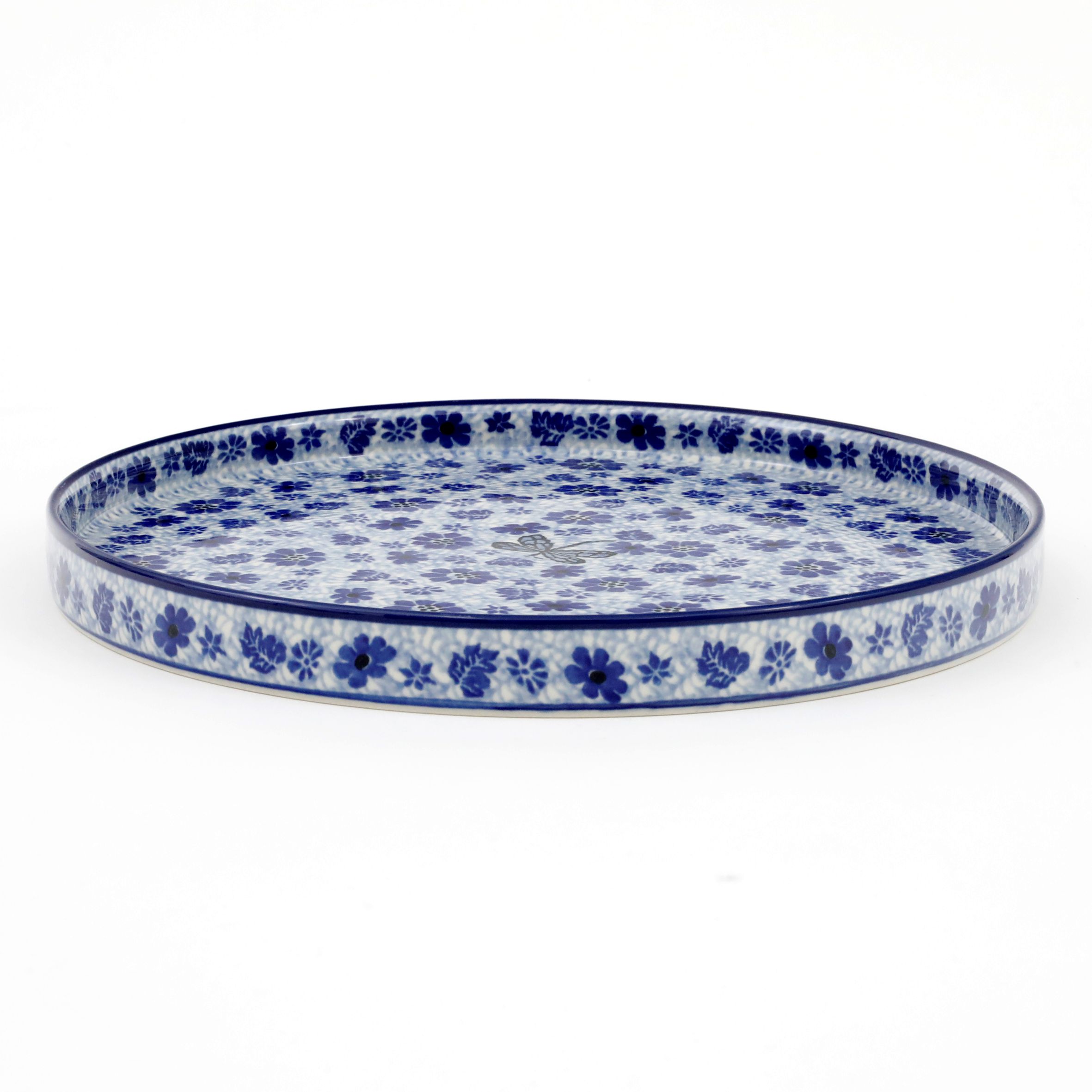 Talerz płytki z wysokim rantem E93 25,5 cm  1443X Ważka w kwiatach
