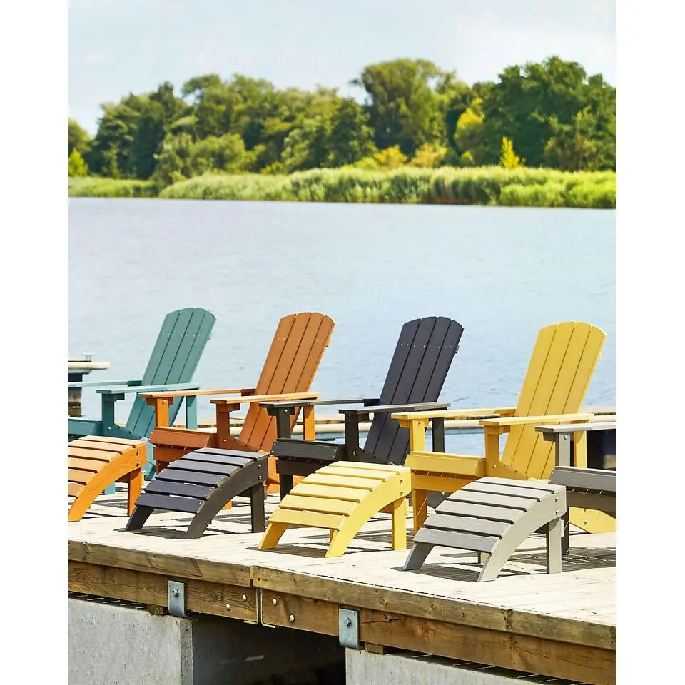 ADIRONDACK - Tuinstoel met voetenbank - Grijs - Kunsthout