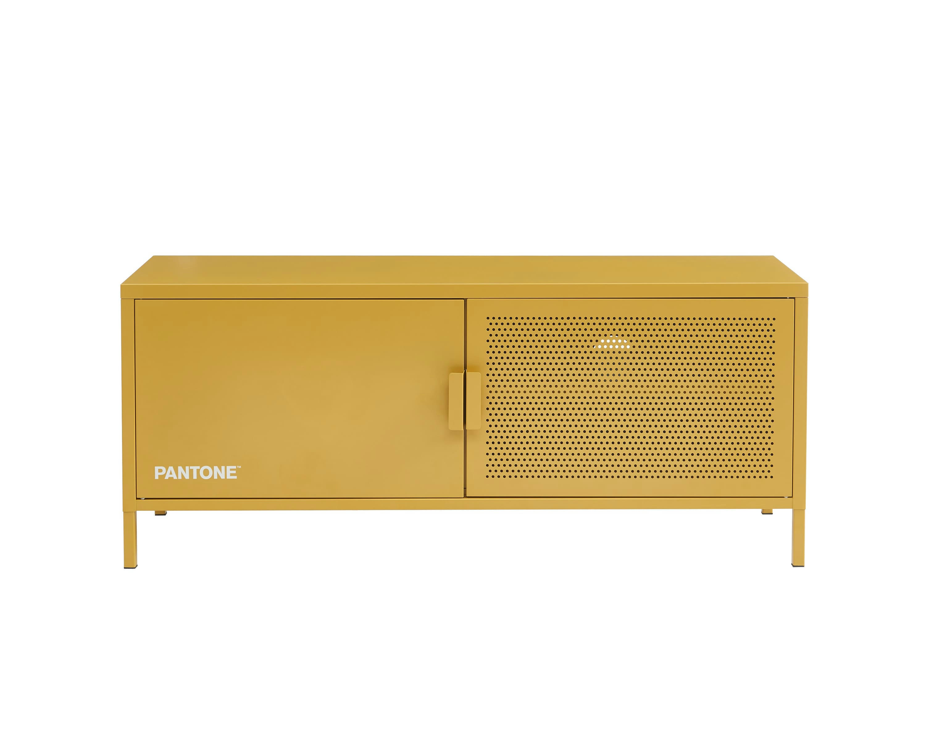 PANTONE - Meuble tv  métal jaune moutarde 120cm