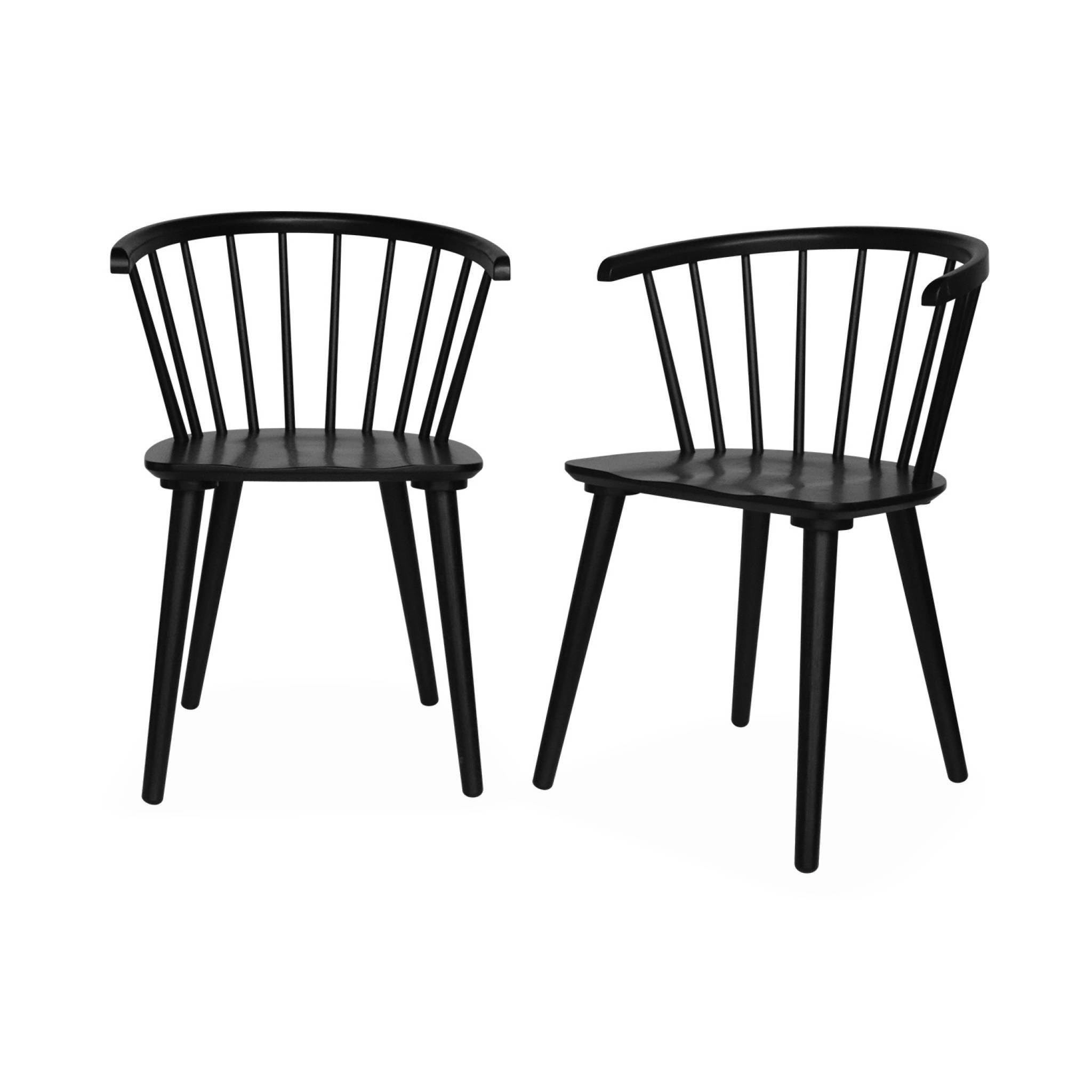 PAULA - Lot de 2 chaises noires à barreaux en bois et contreplaqué