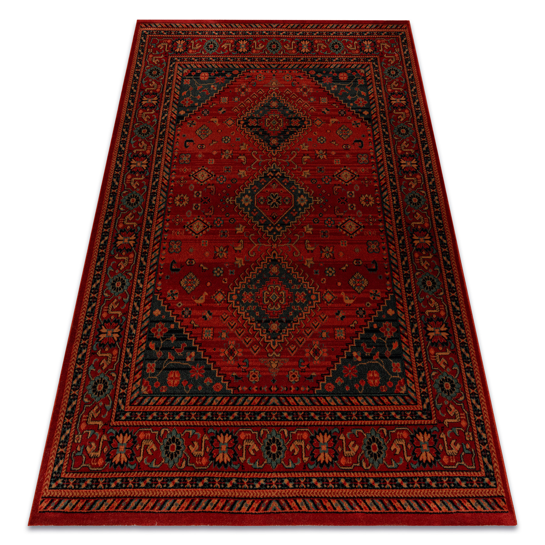 Dywan wełniany KASHQAI 4345 300 orientalny, ramka bordo 67x130 cm