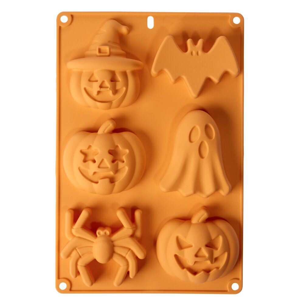Moule à gâteau Halloween x6 silicone orange 18x27cm