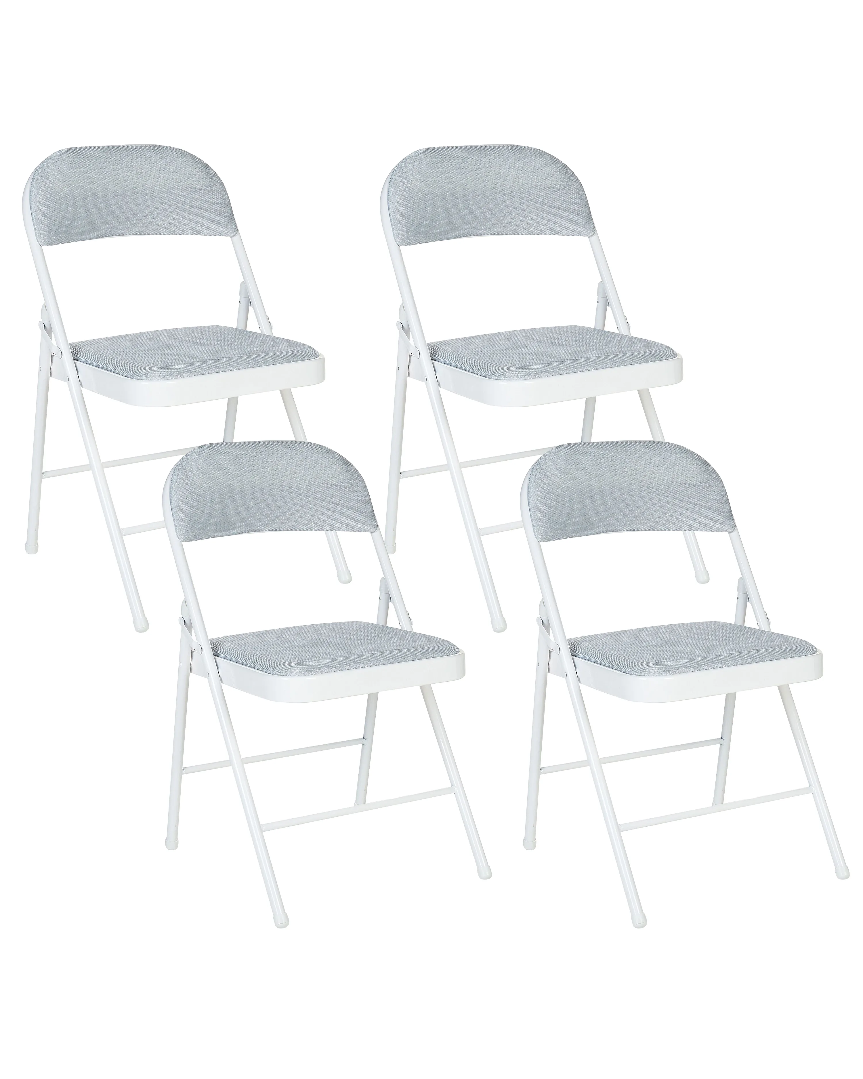 Set of 4 Folding Chairs SPARKS Metal Light Grey/ White