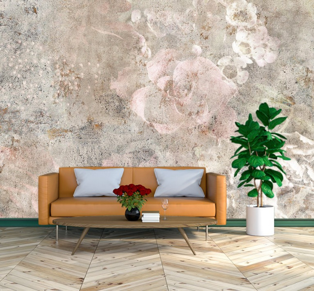 Feeby Fototapeta, Beton kwiat róży boho 150x105