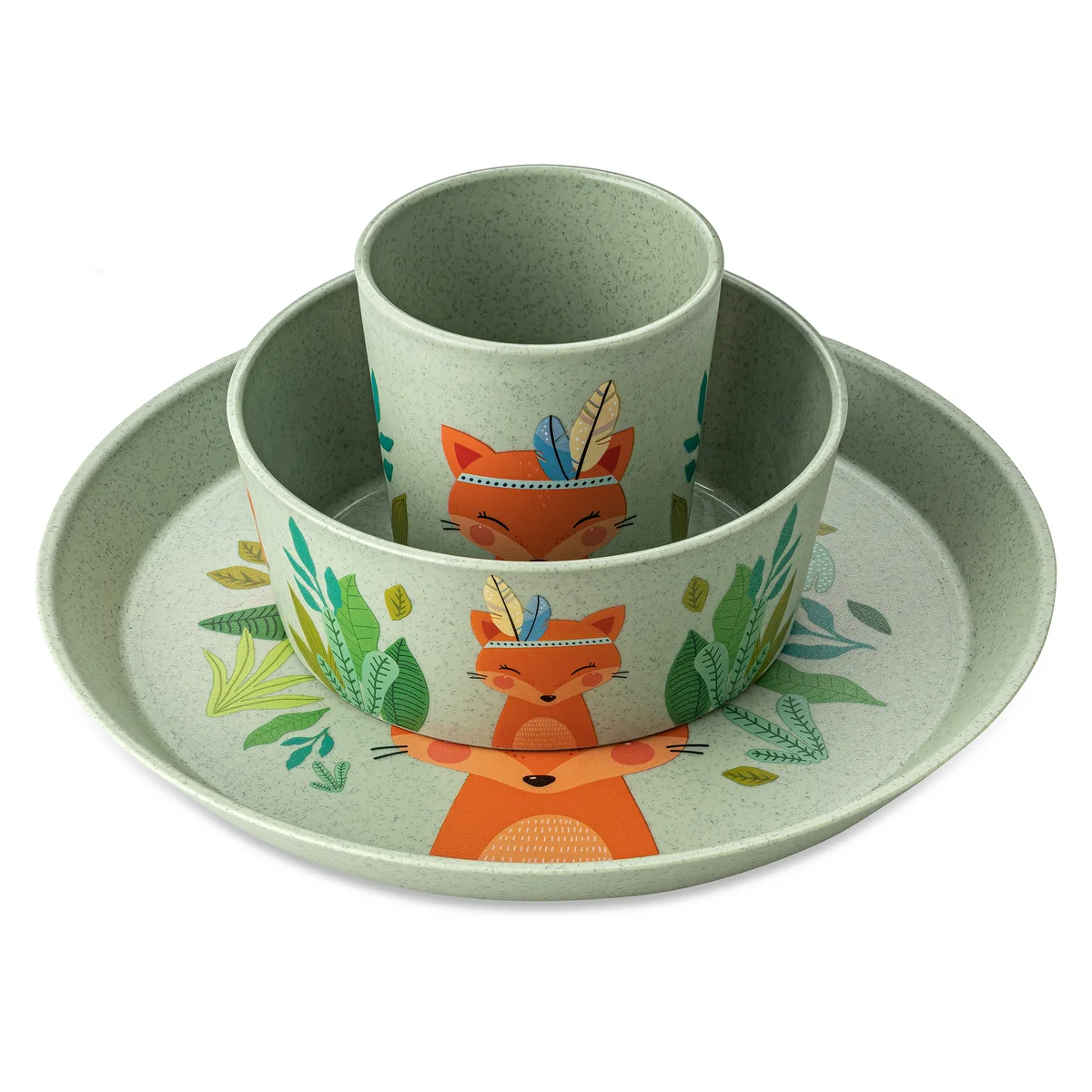 Koziol - Connect Kinder-Geschirrset Harry, organic green (3er-Set)