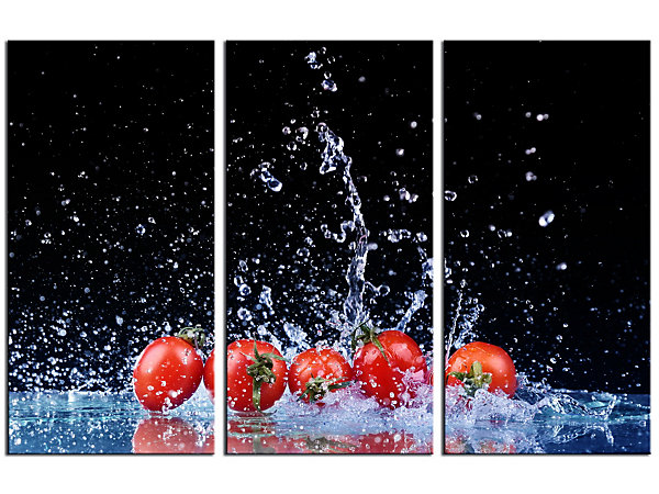 DECLINA, Tableau toile imprimée, déco cuisine, Tableau triptyque Déco Les Tomates, 90x60 cm