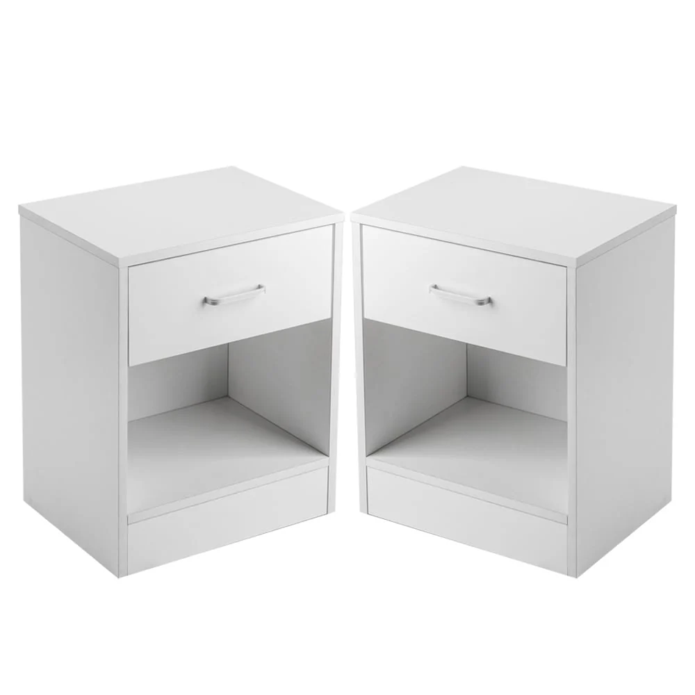 Set of 2 Bedroom Storage End Beside Table 1 Drawer Nightstand