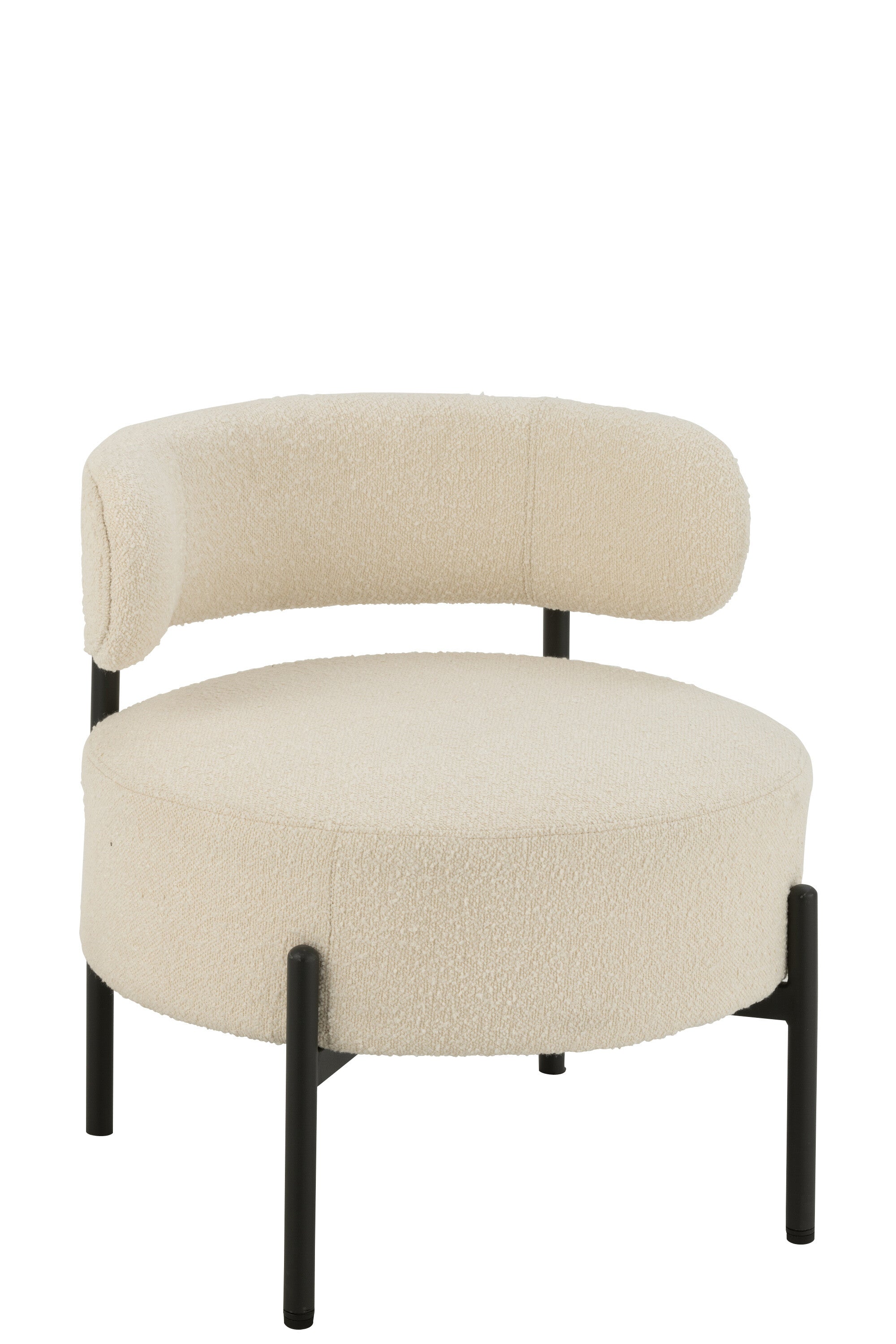 J-Line loungestoel Bouclé - multiplex polyester - wit zwart