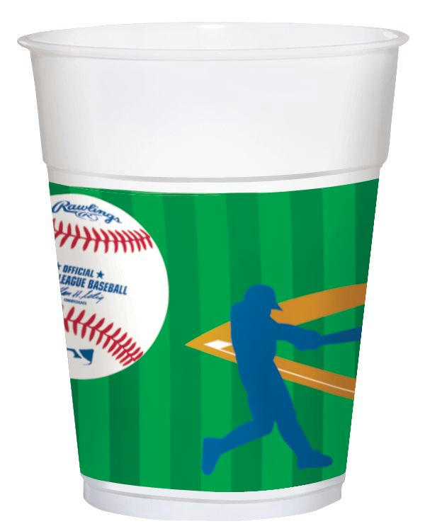 Major League Baseball MLB Rawlings Plastic Reusable Cups, White/Green, 14-oz, 25-pk, for Sports Party