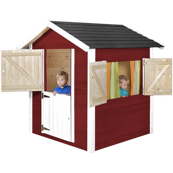 Kinderspielartikel, BxHxT: 144 x 154 x 153 cm, Holz, schwedischrot/weiß