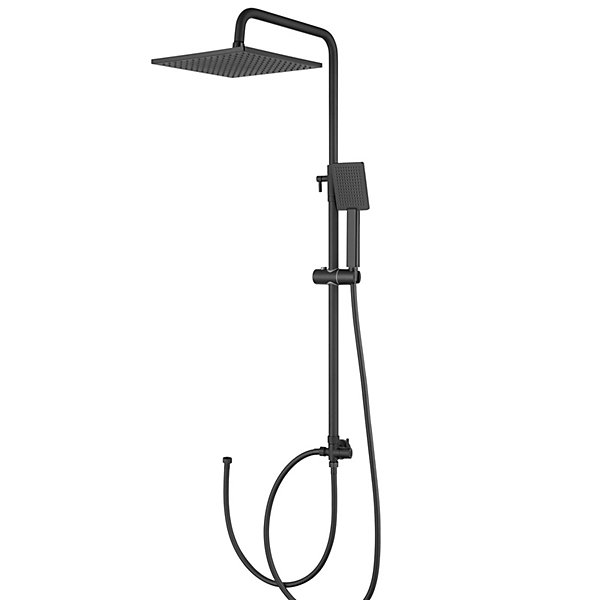 Colonne de douche sans robinetterie avec pommeau   douchette  flexible   barre réglable, Noir