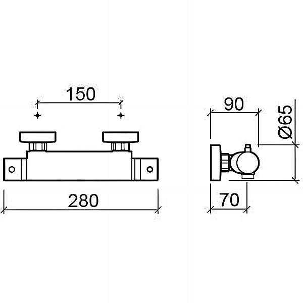 Pack mitigeur de douche thermostatique mural SANINDUSA Torus chromé mitigeur livré avec flexible 1,70m douchette Oméga et support