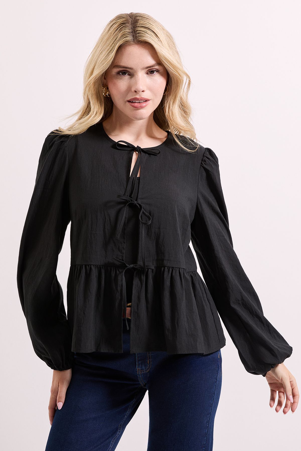 Dorothy Perkins Tie Front Long Sleeve Blouse