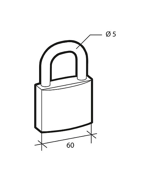 Cadenas ACERA à clé, base 60 mm, anse acier cémenté, 3 clés - SERRUPRIX