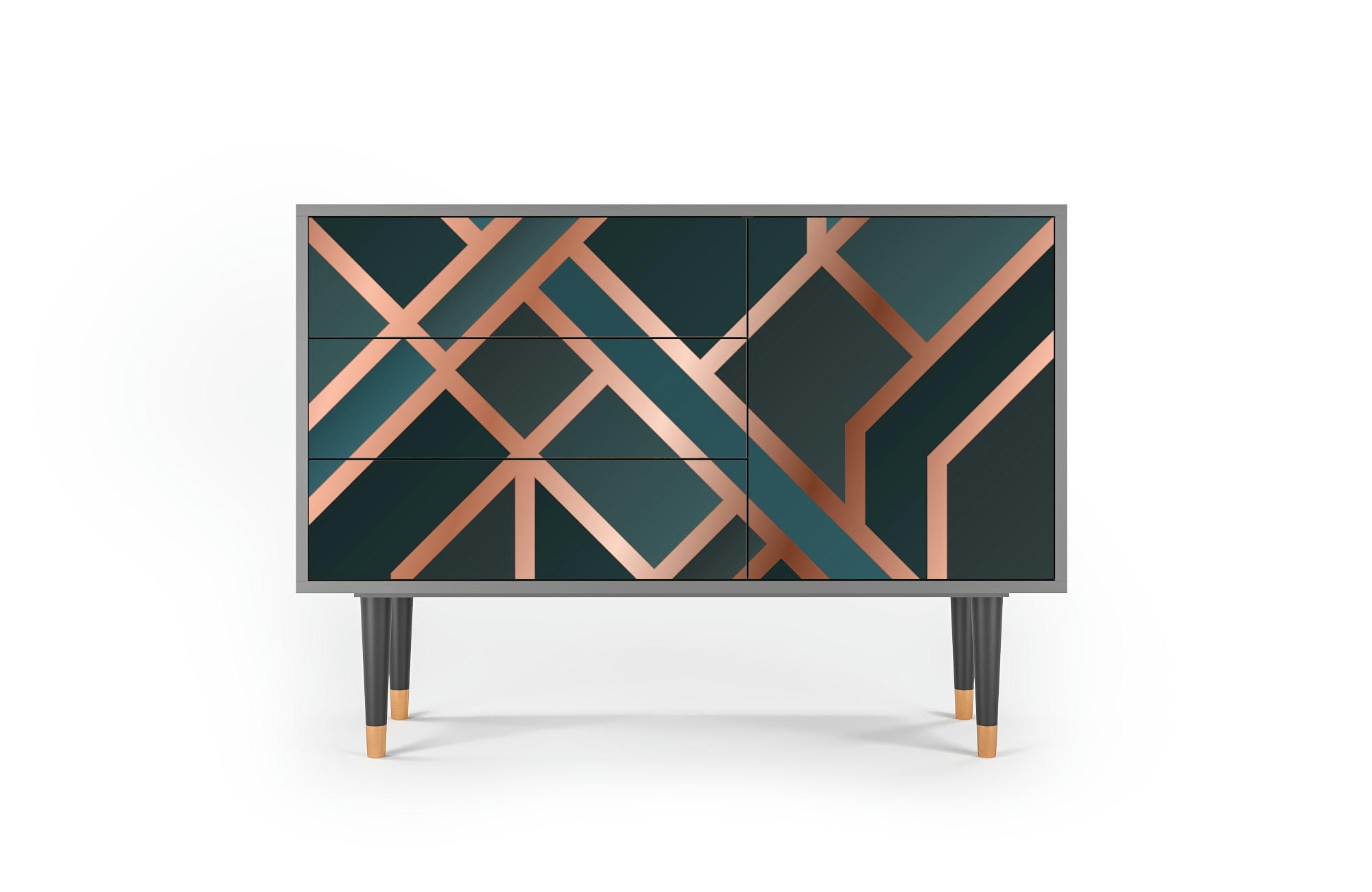 BRONZE CROSSROAD - Buffet  bleu-vert 3 tiroirs et 1 porte L 115 cm