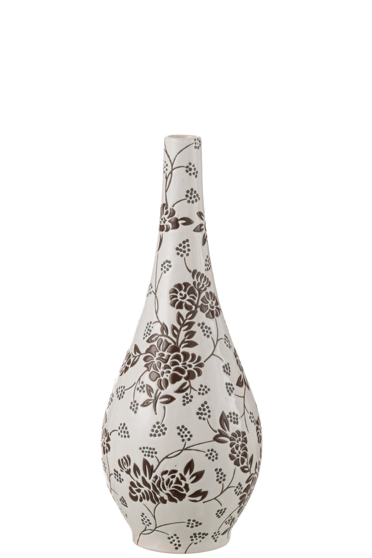 J-Line vaas Zen Peer - porselein - wit/zwart - 43 cm hoog