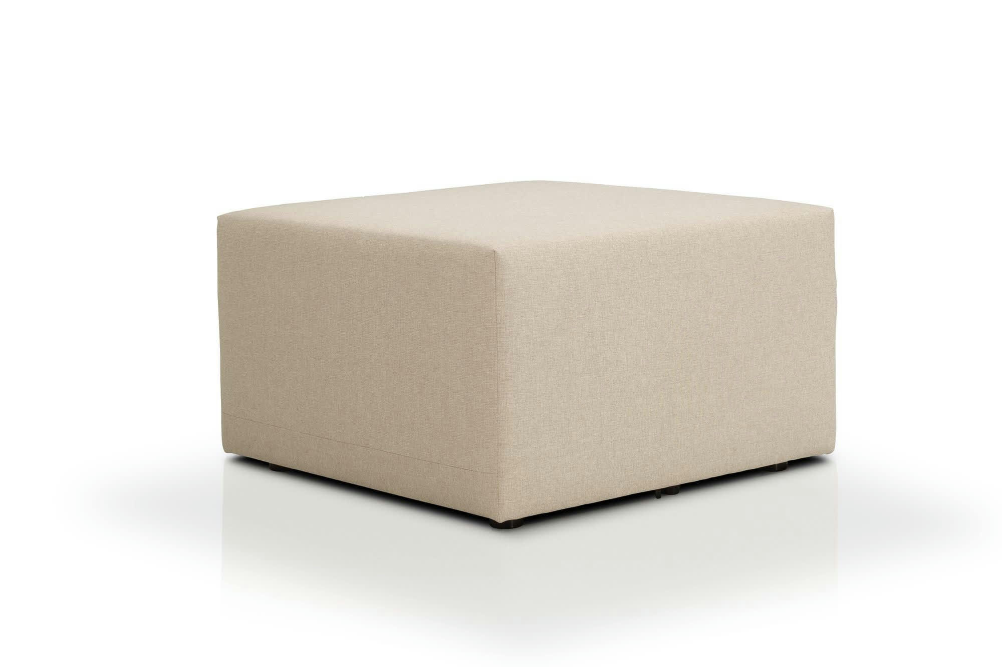 CENTAURI - Pouf carré 1 place  en tissu beige clair