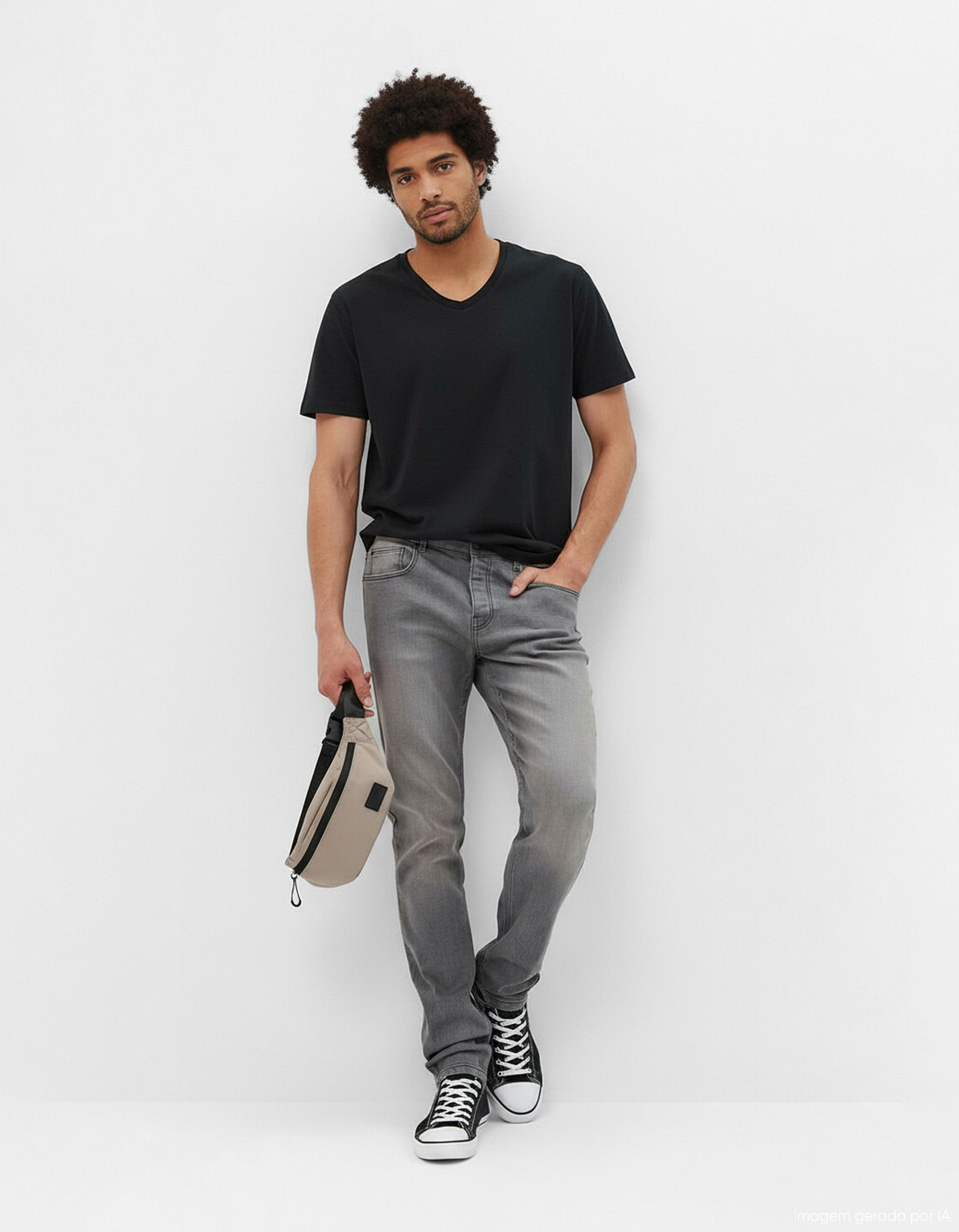 Calças Skinny-fit, Homem, Cinza