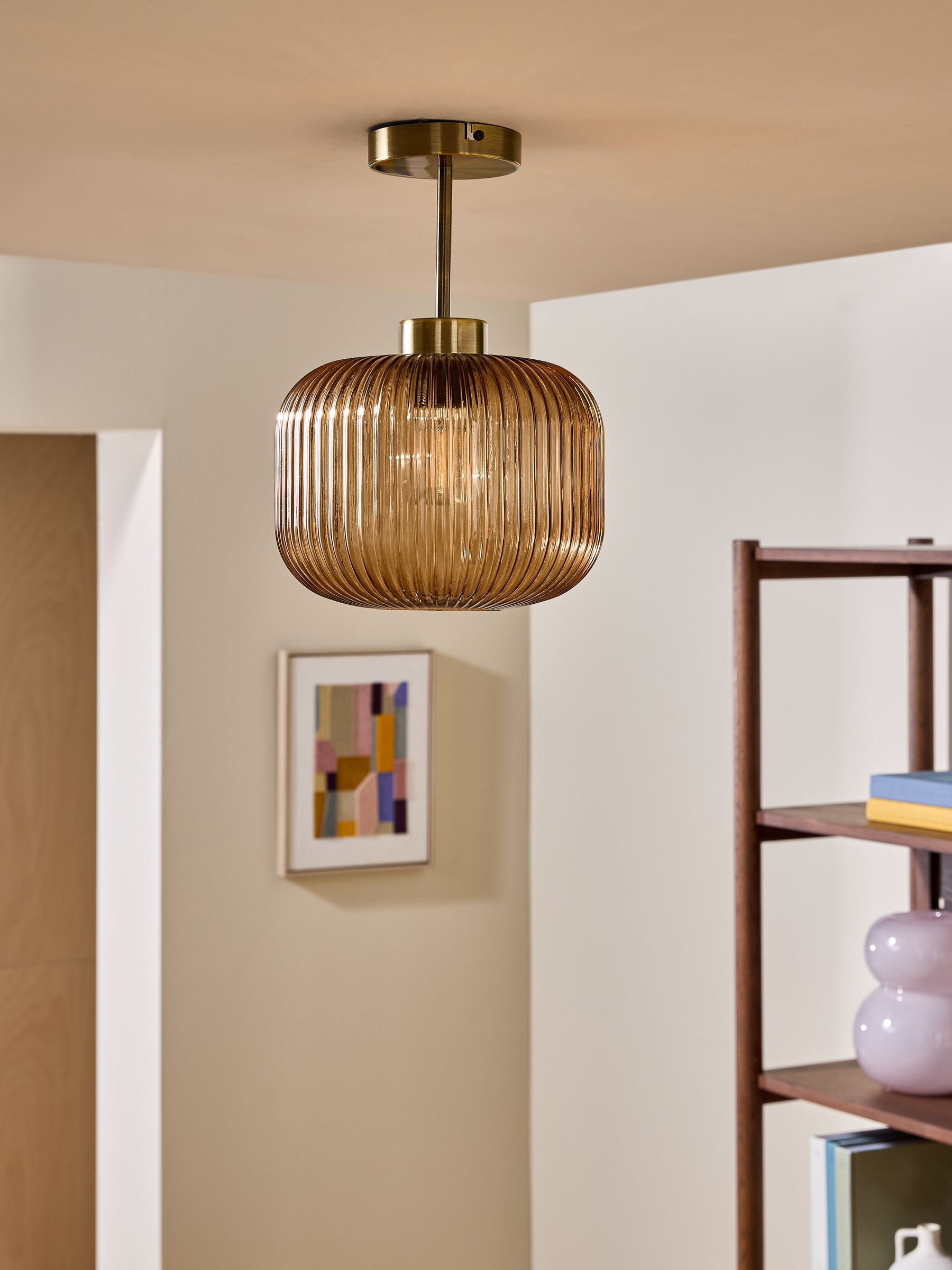 Amber Brown Briz Ceiling Flush Fitting Light