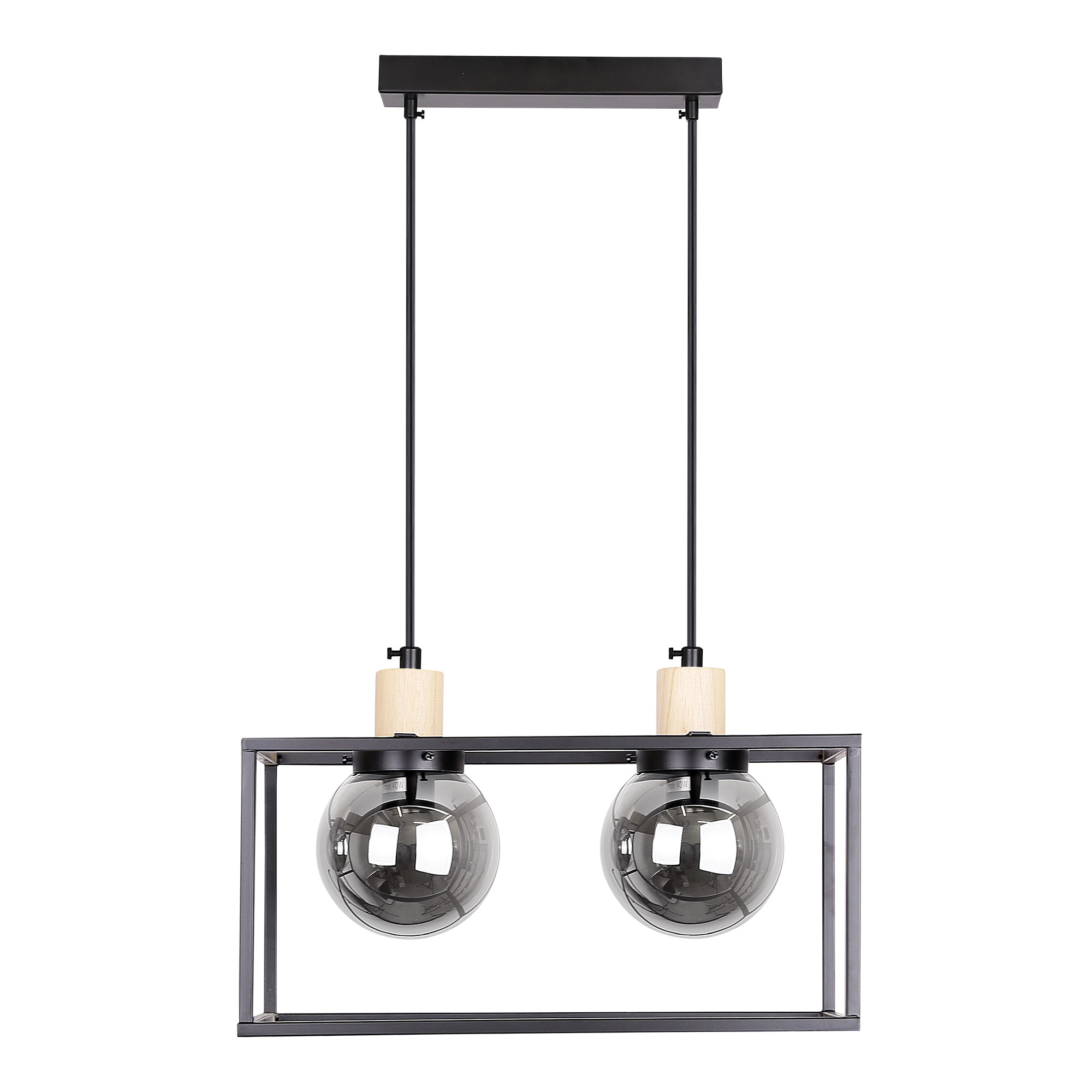 Lampa wisząca czarna-dymiona-jasne drewno Retro 2xE27x40W Candellux