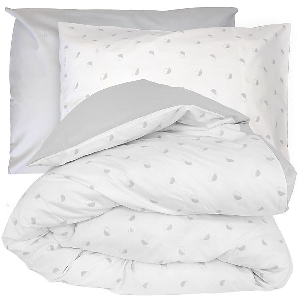 Parure de lit 140x200 cm 50x70 cm percale ALEX gris Nuage 2 pièces