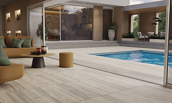 Carrelage Effet Travertin 60x120 Navona Candido Grip (Paquet de 1,44 m2) - Antidérapant R11