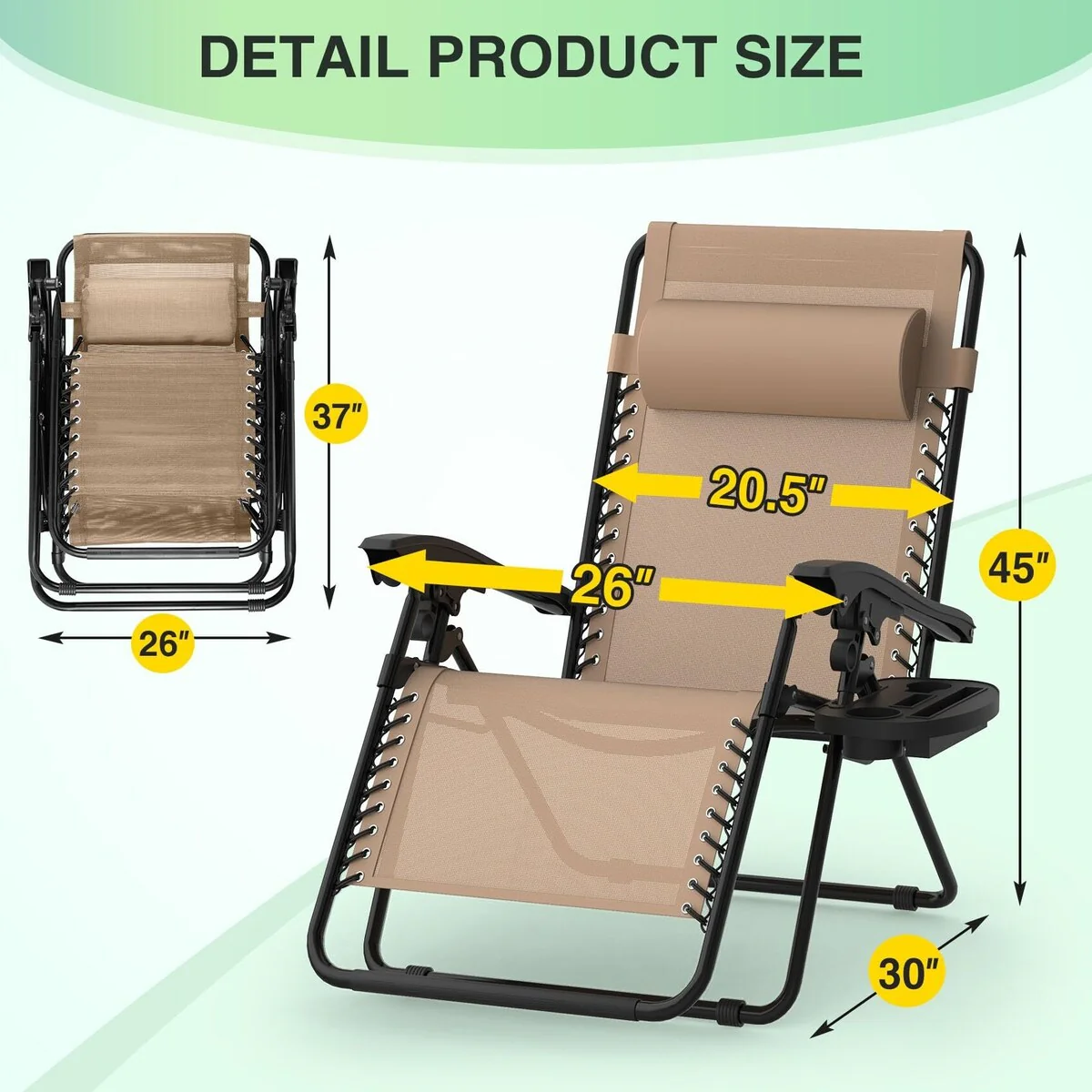 Zero Gravity Chairs Set of 2, Zero Gravity Lounge Chair, Reclining Patio Chairs Folding Recliner for Indoor and Outdoor