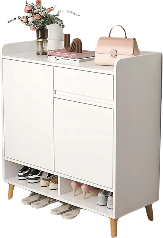 Nowoczesna komoda biała z miejscem na buty i szufladą 60 cm