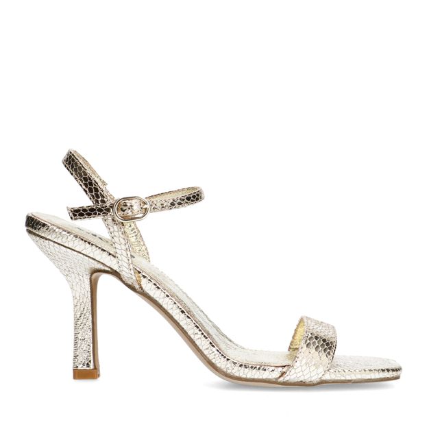 Gouden sandalen met hak