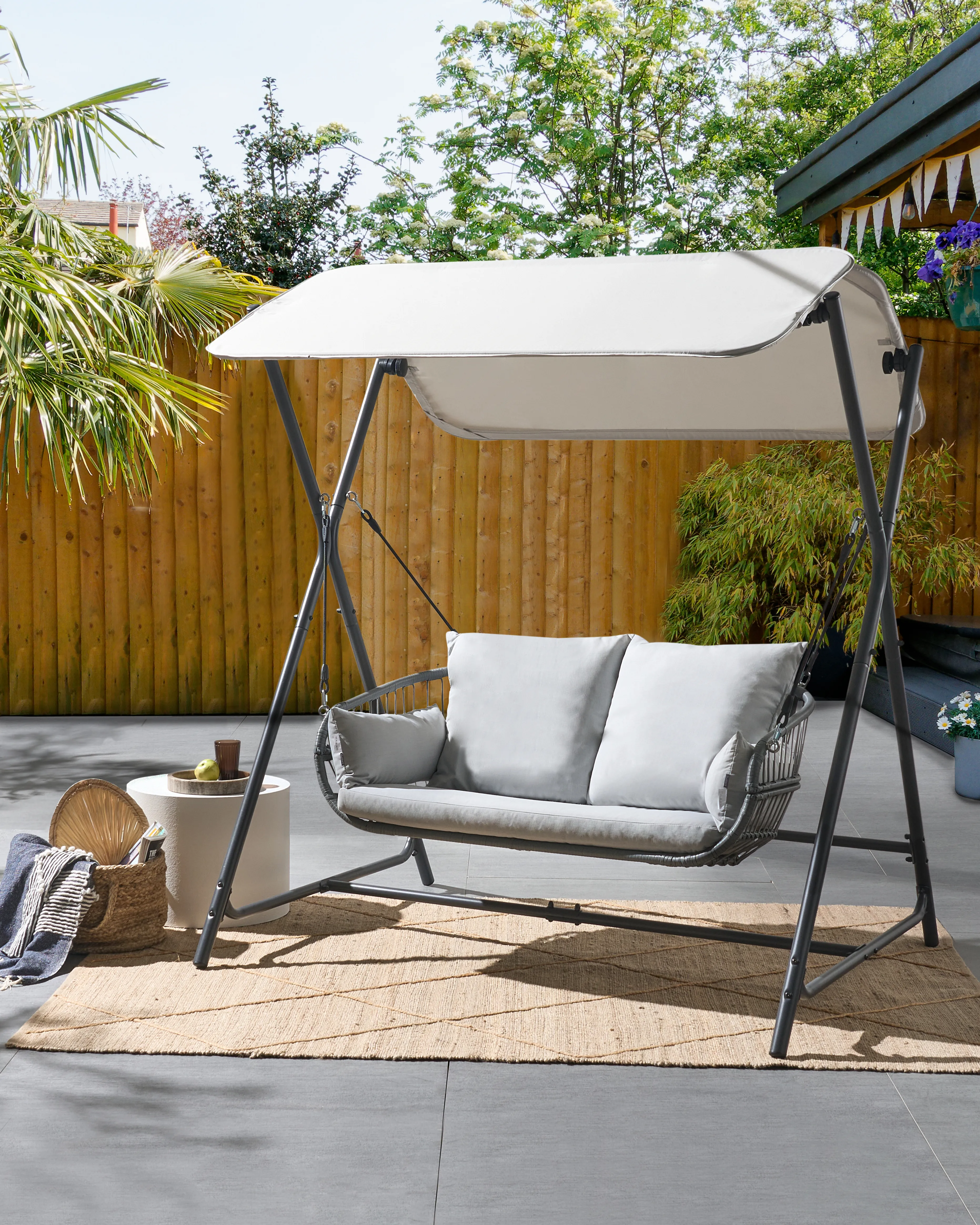 Patio Swing FIASTRA Metal Light Grey