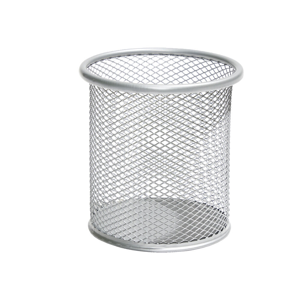 Pot à crayon métal mesh gris Ø9,5xH9cm