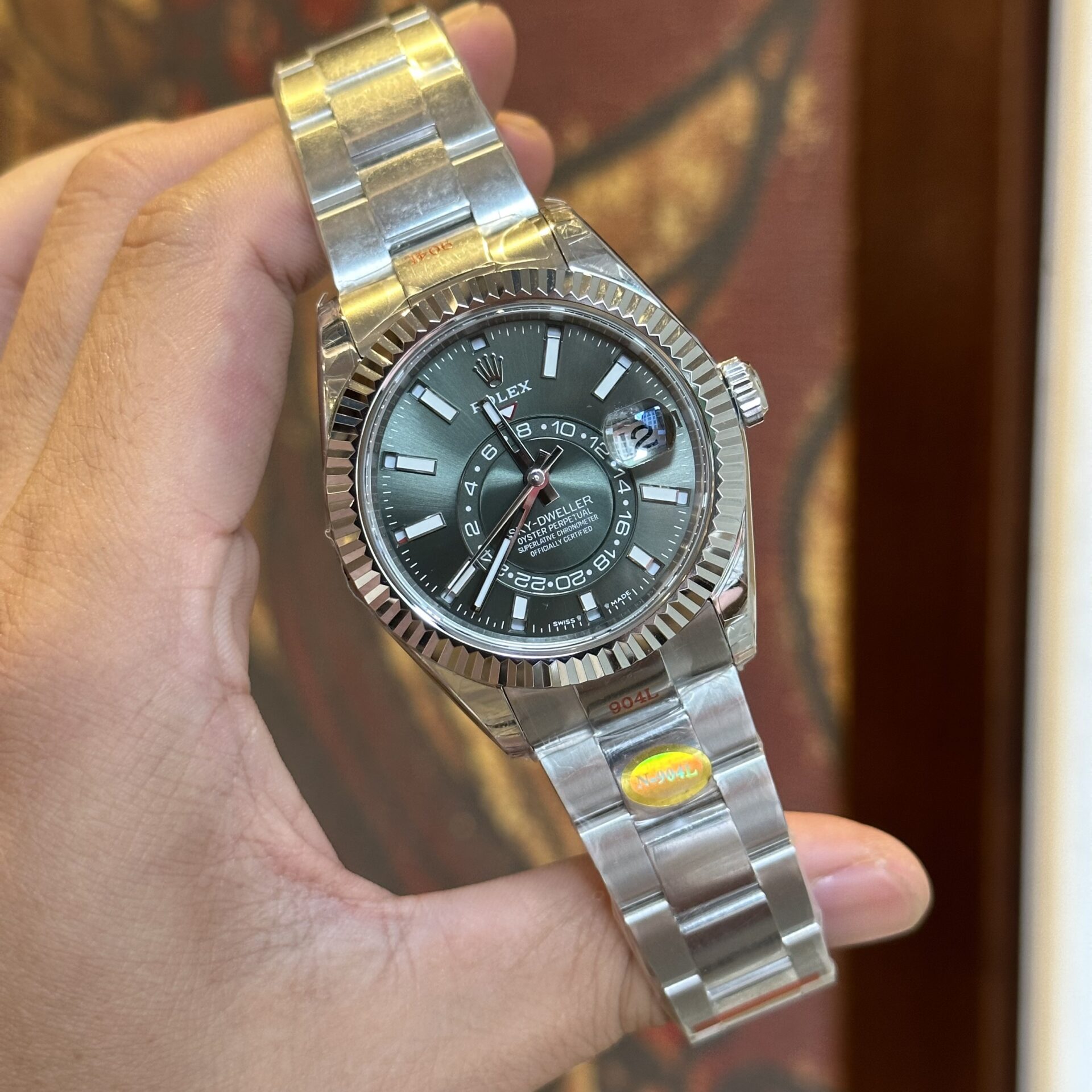 Rolex Sky-Dweller 326935 316L Steel Green Dial 42mm Oyster NBF Replica