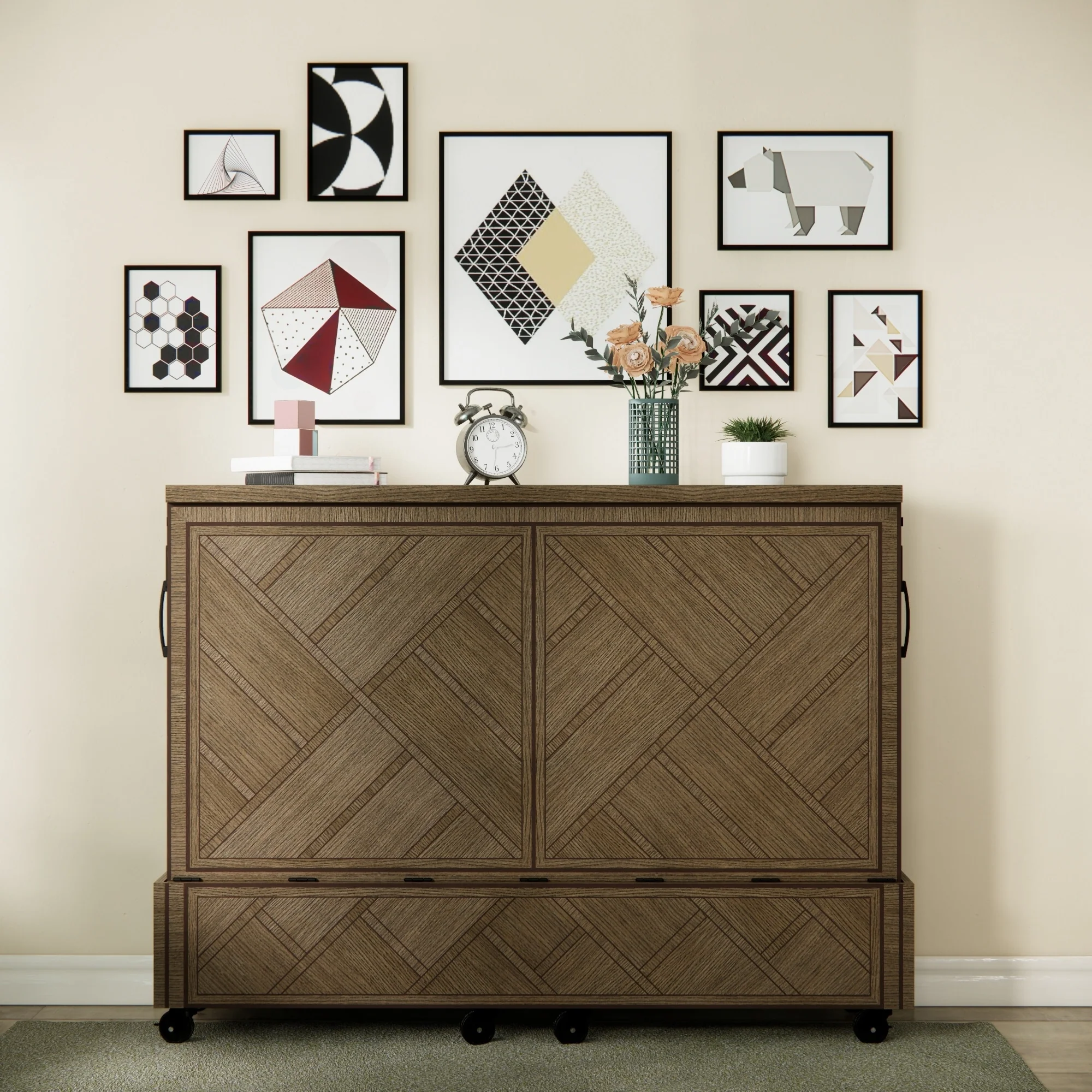 Ambrosia Queen Rolling Cabinet Bed with Mattress