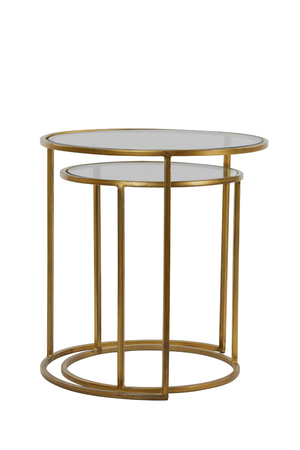 Light & Living bijzettafel DUARTE - Ø50x52cm - goud - Set van 2