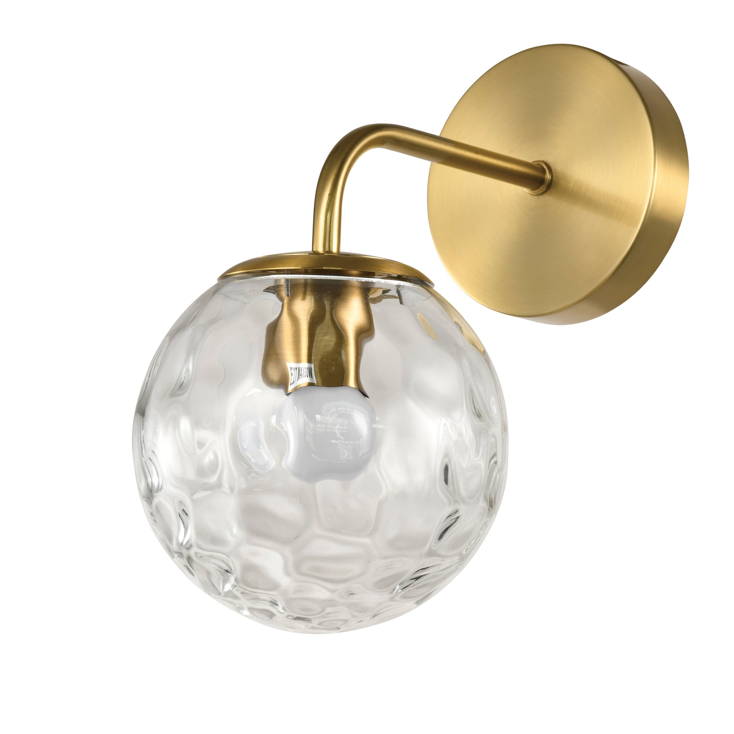 QUVIO Gouden wandlamp - Met glazen bol - Metaal - Glas - Goud